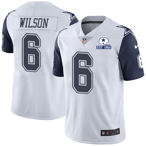 Cowboys #6 Donovan Wilson White Men's Stitched With Established In 1960 Patch Limited Rush Jersey cheap jerseys for sale - CheapJerseys.Shop