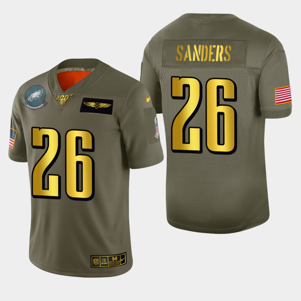 Philadelphia Eagles #26 Miles Sanders Men's Olive Gold 2019 Salute To Service Limited 100 Jersey cheap jerseys for sale - CheapJerseys.Shop