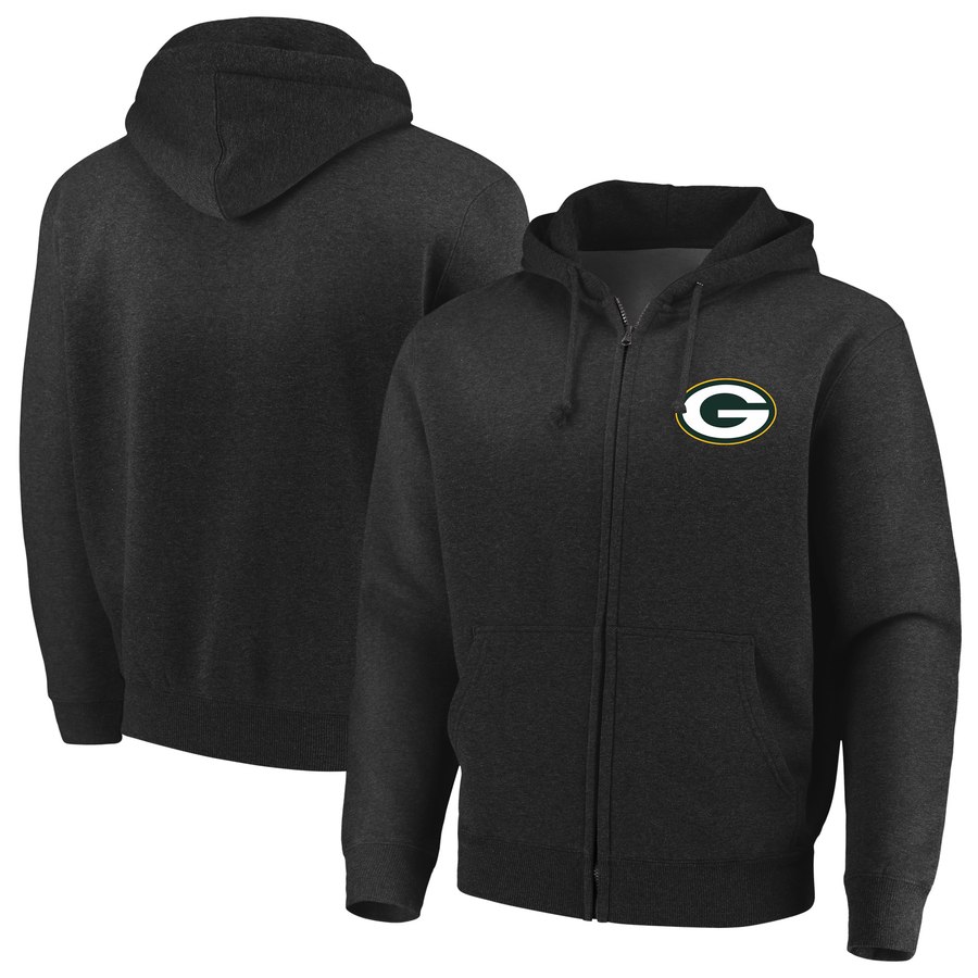 Green Bay Packers Majestic Cap Logo Full-Zip Hoodie Black cheap jerseys for sale - CheapJerseys.Shop
