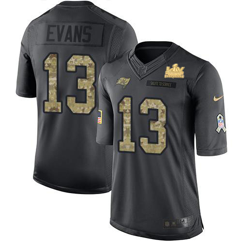 Buccaneers #13 Mike Evans Black Men's Super Bowl LV Champions Patch Limited 2016 Salute To Service Jersey cheap jerseys for sale - CheapJerseys.Shop