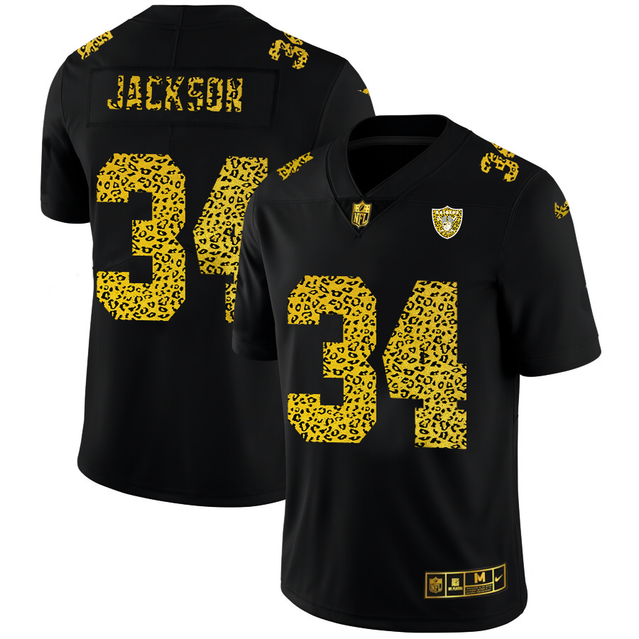 Las Vegas Raiders #34 Bo Jackson Men's Leopard Print Fashion Vapor Limited Jersey Black cheap jerseys for sale - CheapJerseys.Shop