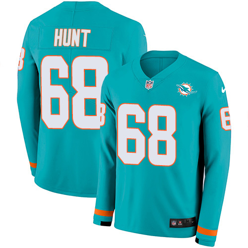 Miami Dolphins #68 Robert Hunt Aqua Green Team Color Youth Stitched Limited Therma Long Sleeve Jersey Youth cheap jerseys for sale - CheapJerseys.Shop