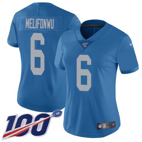 Lions #6 Ifeatu Melifonwu Blue Throwback Women's Stitched 100th Season Vapor Untouchable Limited Jersey cheap jerseys for sale - CheapJerseys.Shop