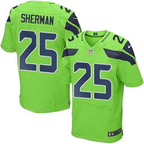 Seattle Seahawks #25 Richard Sherman Green Men's Stitched Elite Rush Jersey Men's cheap jerseys for sale - CheapJerseys.Shop