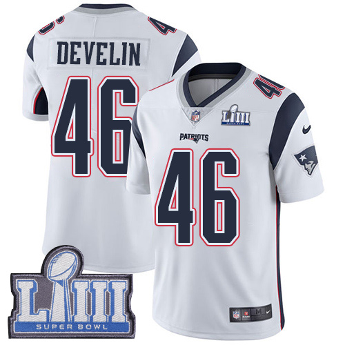 New England Patriots #46 James Develin White Super Bowl LIII Bound Youth Stitched Vapor Untouchable Limited Jersey Youth cheap jerseys for sale - CheapJerseys.Shop