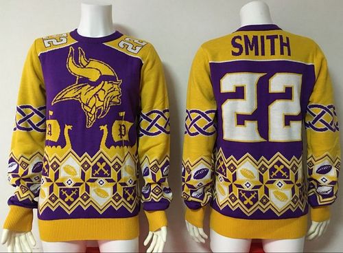 Vikings #22 Harrison Smith Purple/Yellow Men's Ugly Sweater cheap jerseys for sale - CheapJerseys.Shop