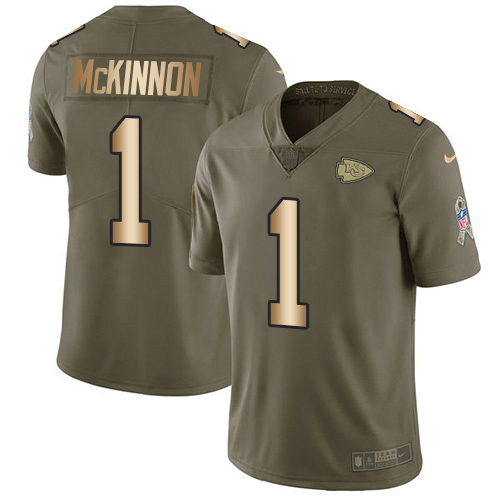 Chiefs #1 Jerick McKinnon Olive/Gold Youth Stitched Limited 2017 Salute To Service Jersey cheap jerseys for sale - CheapJerseys.Shop
