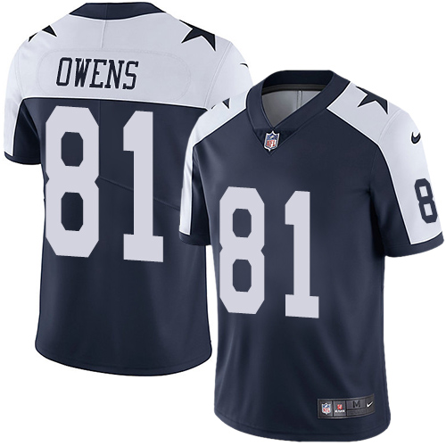 Dallas Cowboys #81 Terrell Owens Navy Blue Thanksgiving Men's Stitched Vapor Untouchable Limited Throwback Jersey Men's cheap jerseys for sale - CheapJerseys.Shop