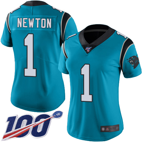 Carolina Panthers #1 Cam Newton Blue Alternate Women's Stitched 100th Season Vapor Limited Jersey Womens cheap jerseys for sale - CheapJerseys.Shop