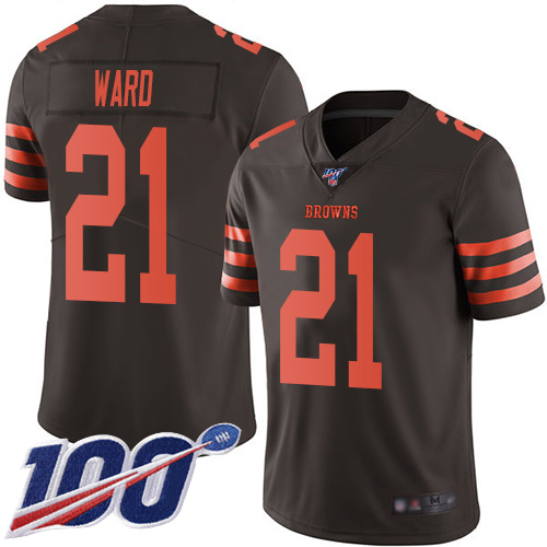 Browns #21 Denzel Ward Brown Men's Stitched Limited Rush 100th Season Jersey cheap jerseys for sale - CheapJerseys.Shop
