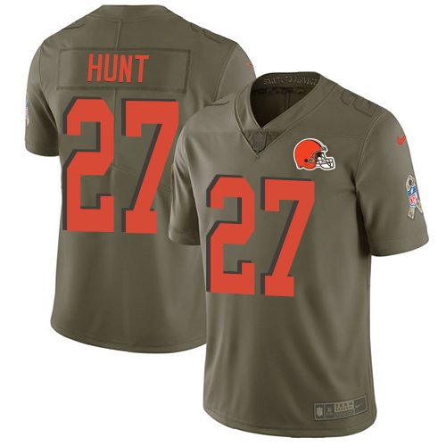 Cleveland Browns #27 Kareem Hunt Olive Men's Stitched Limited 2017 Salute To Service Jersey Men's cheap jerseys for sale - CheapJerseys.Shop