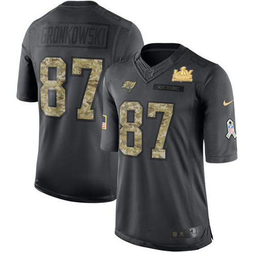 Buccaneers #87 Rob Gronkowski Black Youth Super Bowl LV Champions Patch Stitched Limited 2016 Salute To Service Jersey cheap jerseys for sale - CheapJerseys.Shop