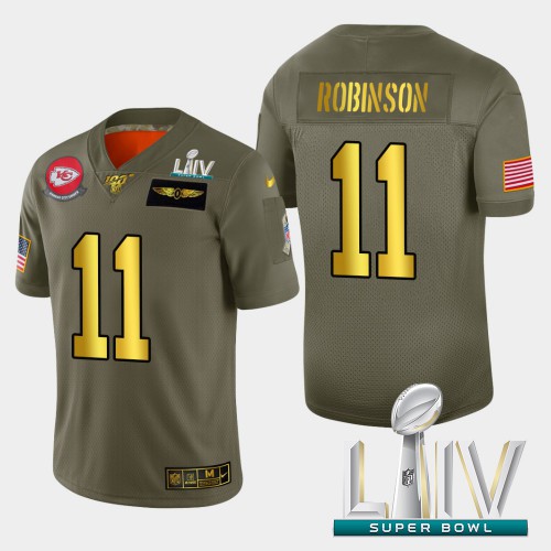 Kansas City Kansas City Chiefs #11 Demarcus Robinson Men's Olive Gold Super Bowl LIV 2020 2019 Salute to Service Limited 100 Jersey Men's cheap jerseys for sale - CheapJerseys.Shop