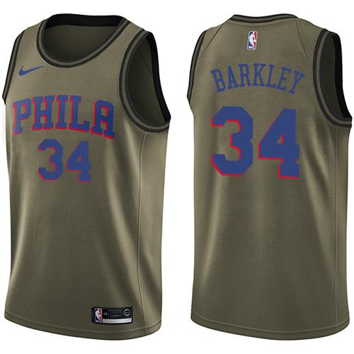 Philadelphia 76ers #34 Charles Barkley Green Salute to Service Youth Swingman Jersey Youth cheap jerseys for sale - CheapJerseys.Shop