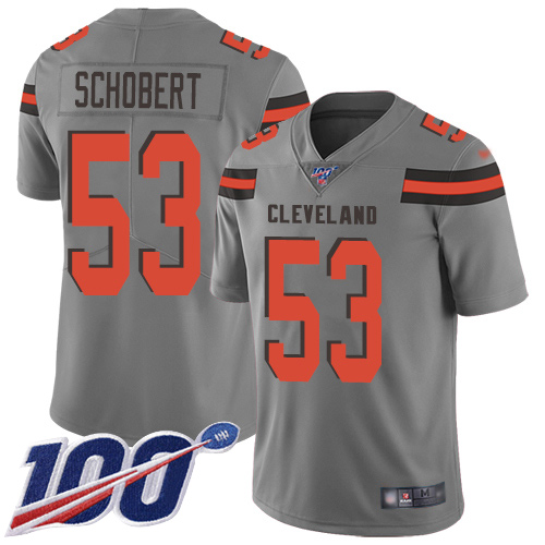 Cleveland Browns #53 Joe Schobert Gray Men's Stitched Limited Inverted Legend 100th Season Jersey Men's cheap jerseys for sale - CheapJerseys.Shop
