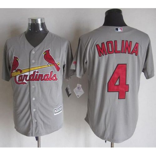 St.Louis Cardinals #4 Yadier Molina Grey New Cool Base Stitched Jersey Men's cheap jerseys for sale - CheapJerseys.Shop