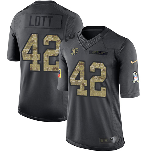 Las Vegas Raiders #42 Ronnie Lott Black Men's Stitched Limited 2016 Salute To Service Jersey Men's cheap jerseys for sale - CheapJerseys.Shop