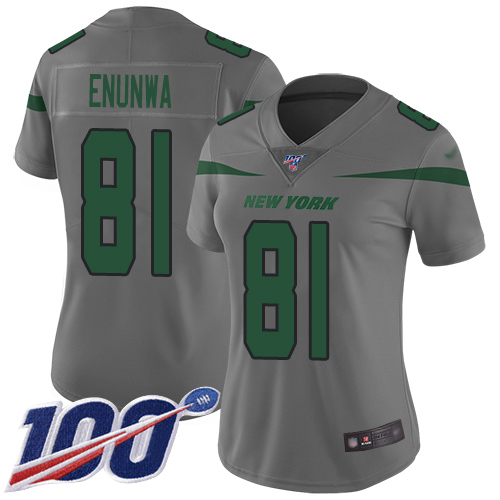 New York Jets #81 Quincy Enunwa Gray Women's Stitched Limited Inverted Legend 100th Season Jersey Womens cheap jerseys for sale - CheapJerseys.Shop