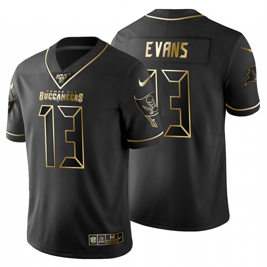 Tampa Bay Buccaneers #13 Mike Evans Men's Black Golden Limited 100 Jersey cheap jerseys for sale - CheapJerseys.Shop
