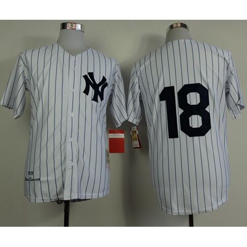 Mitchell and Ness 1956 New York Yankees #18 Don Larsen White Throwback Stitched Jersey Men's cheap jerseys for sale - CheapJerseys.Shop