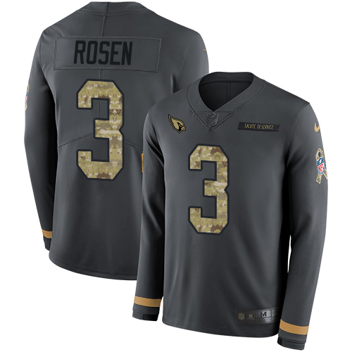 Arizona Cardinals #3 Josh Rosen Anthracite Salute to Service Men's Stitched Limited Therma Long Sleeve Jersey Men's cheap jerseys for sale - CheapJerseys.Shop