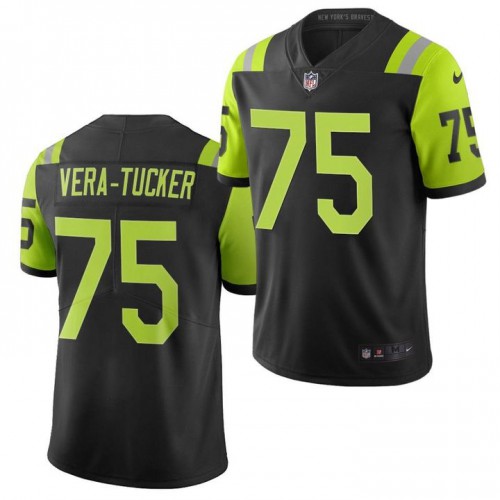 New York New York Jets #75 Alijah Vera-Tucker Men's Black Green City Edition Vapor Limited Jersey Men's cheap jerseys for sale - CheapJerseys.Shop