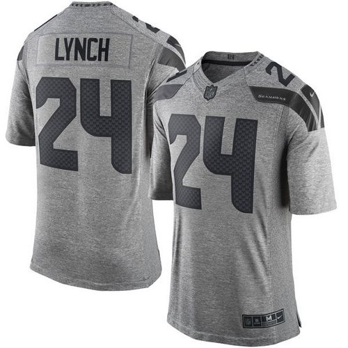 Seattle Seahawks #24 Marshawn Lynch Gray Men's Stitched Limited Gridiron Gray Jersey Men's cheap jerseys for sale - CheapJerseys.Shop