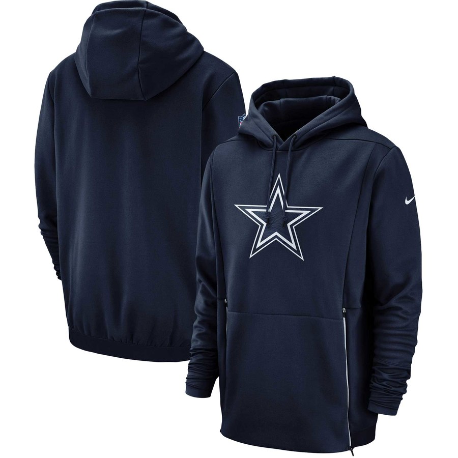 Dallas Cowboys Sideline Performance Player Pullover Hoodie Navy cheap jerseys for sale - CheapJerseys.Shop