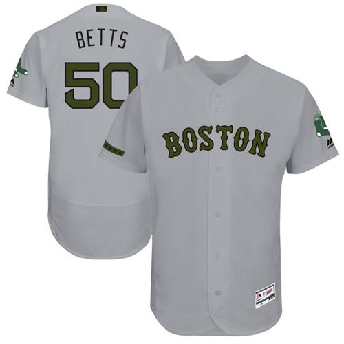 Boston Red Sox #50 Mookie Betts Grey Flexbase Authentic Collection Memorial Day Stitched Jersey Men's cheap jerseys for sale - CheapJerseys.Shop