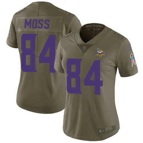 Vikings #84 Randy Moss Olive Women's Stitched Limited 2017 Salute To Service Jersey cheap jerseys for sale - CheapJerseys.Shop