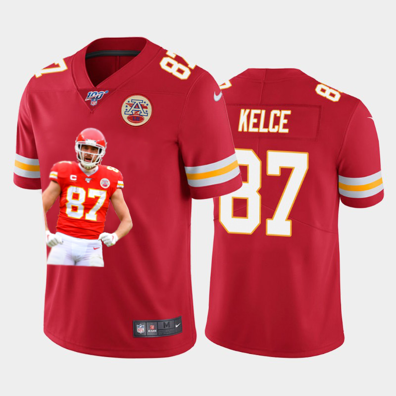 Kansas City Chiefs #87 Travis Kelce Team Hero 7 Vapor Limited 100 Jersey Red cheap jerseys for sale - CheapJerseys.Shop