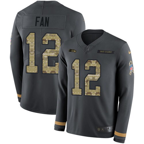 Seahawks #12 Fan Anthracite Salute To Service Youth Stitched Limited Therma Long Sleeve Jersey cheap jerseys for sale - CheapJerseys.Shop