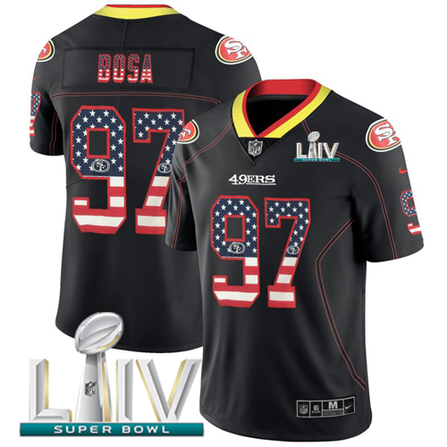 49ers #97 Nick Bosa Black Super Bowl LIV 2020 Men's Stitched Limited Rush USA Flag Jersey cheap jerseys for sale - CheapJerseys.Shop
