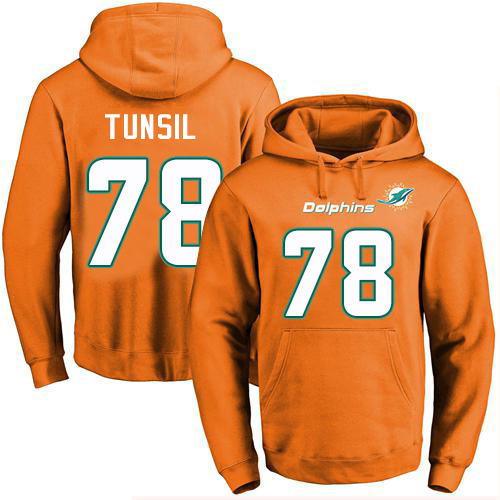 Dolphins #78 Laremy Tunsil Orange Name & Number Pullover Hoodie cheap jerseys for sale - CheapJerseys.Shop