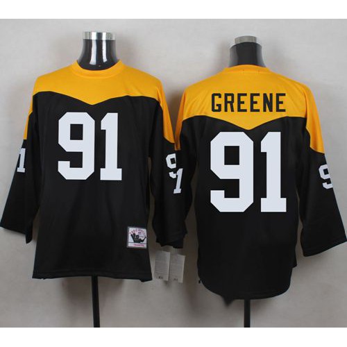 Mitchell And Ness 1967 Pittsburgh Steelers #91 Kevin Greene Black/Yelllow Throwback Men's Stitched Jersey Men's cheap jerseys for sale - CheapJerseys.Shop
