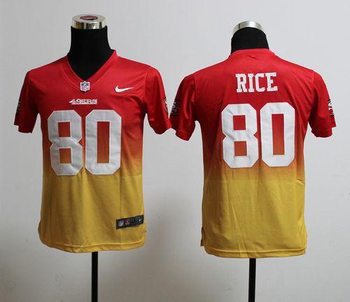 49ers #80 Jerry Rice Red/Gold Youth Stitched Elite Fadeaway Fashion Jersey cheap jerseys for sale - CheapJerseys.Shop