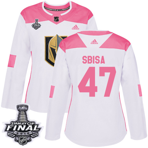 Golden Vegas Golden Knights #47 Luca Sbisa White/Pink Authentic Fashion 2018 Stanley Cup Final Women's Stitched Jersey Womens cheap jerseys for sale - CheapJerseys.Shop