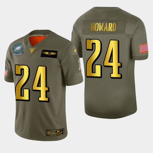 Philadelphia Philadelphia Eagles #24 Jordan Howard Men's Olive Gold 2019 Salute to Service Limited 100 Jersey Men's cheap jerseys for sale - CheapJerseys.Shop