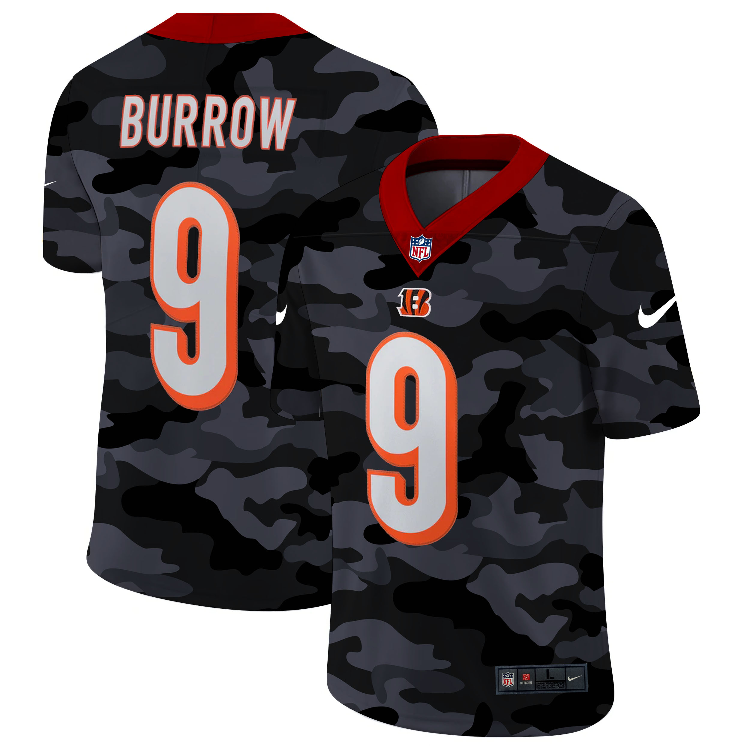 Cincinnati Bengals #9 Joe Burrow Men's 2020 Black CAMO Vapor Untouchable Limited Stitched Jersey cheap jerseys for sale - CheapJerseys.Shop
