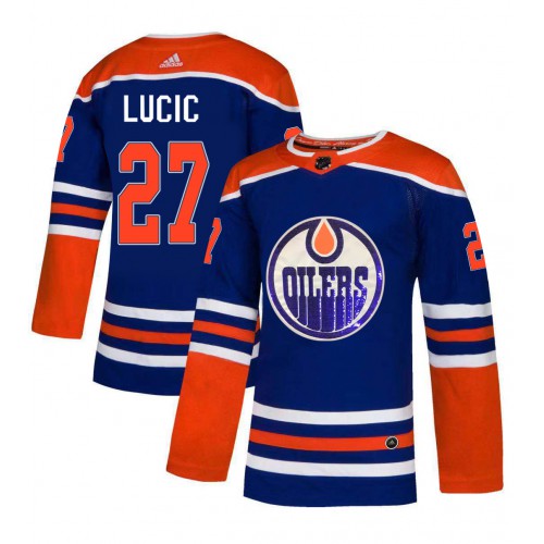 Edmonton Oilers #27 Milan Lucic Royal Blue Sequin Embroidery Fashion Stitched Jersey Men's cheap jerseys for sale - CheapJerseys.Shop