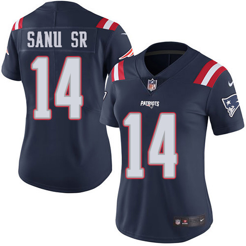 New England Patriots #14 Mohamed Sanu Sr Navy Blue Women's Stitched Limited Rush Jersey Womens cheap jerseys for sale - CheapJerseys.Shop