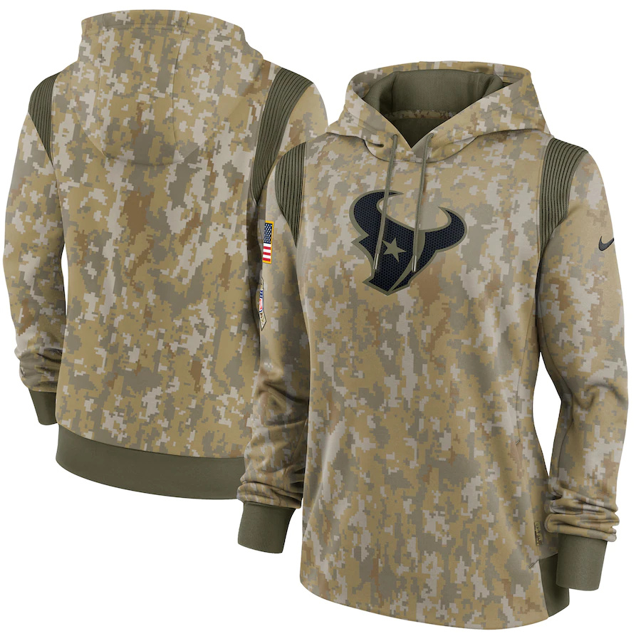 Houston Texans Camo Women's 2021 Salute To Service Therma Performance Pullover Hoodie cheap jerseys for sale - CheapJerseys.Shop