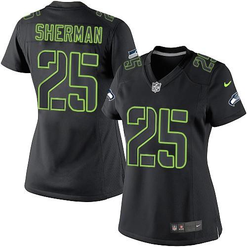Seattle Seahawks #25 Richard Sherman Black Impact Women's Stitched Limited Jersey Womens cheap jerseys for sale - CheapJerseys.Shop