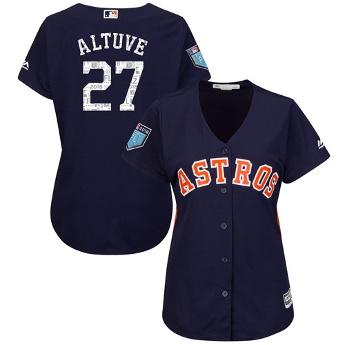 Houston Astros #27 Jose Altuve Navy Blue 2018 Spring Training Cool Base Women's Stitched Jersey Womens cheap jerseys for sale - CheapJerseys.Shop
