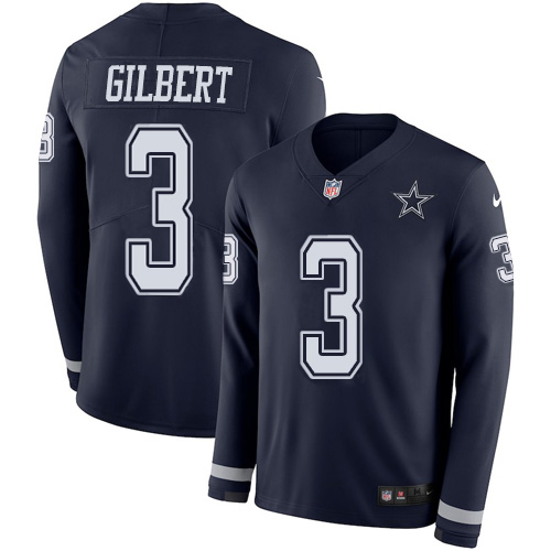 Dallas Cowboys #3 Garrett Gilbert Navy Blue Team Color Youth Stitched Limited Therma Long Sleeve Jersey Youth cheap jerseys for sale - CheapJerseys.Shop