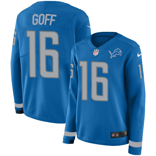 Detroit Lions #16 Jared Goff Blue Team Color Women's Stitched Limited Therma Long Sleeve Jersey cheap jerseys for sale - CheapJerseys.Shop