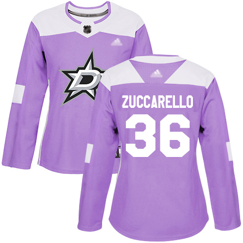 Dallas Stars #36 Mats Zuccarello Purple Authentic Fights Cancer Women's Stitched Jersey Womens cheap jerseys for sale - CheapJerseys.Shop