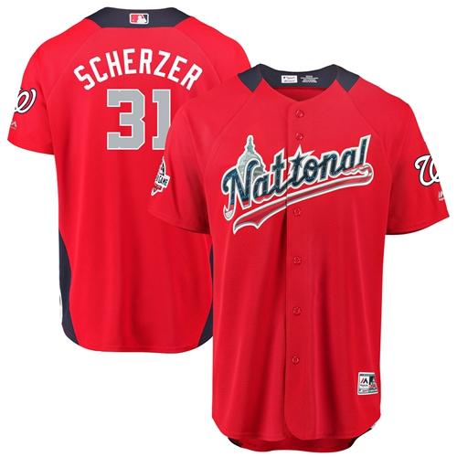Washington Nationals #31 Max Scherzer Red 2018 All-Star National League Stitched Jersey Men's cheap jerseys for sale - CheapJerseys.Shop