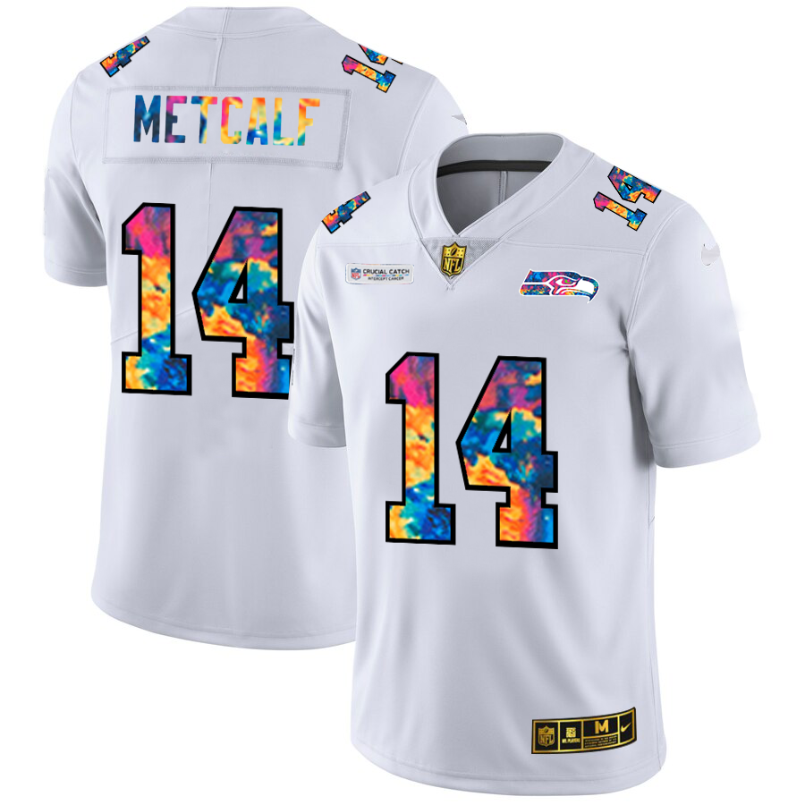 Seattle Seahawks #14 DK Metcalf Men's White Multi-Color 2020 Crucial Catch Limited Jersey cheap jerseys for sale - CheapJerseys.Shop
