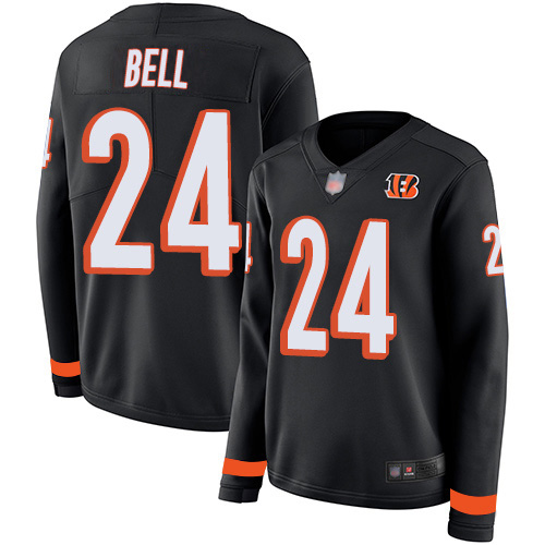 Cincinnati Bengals #24 Vonn Bell Black Team Color Women's Stitched Limited Therma Long Sleeve Jersey Womens cheap jerseys for sale - CheapJerseys.Shop